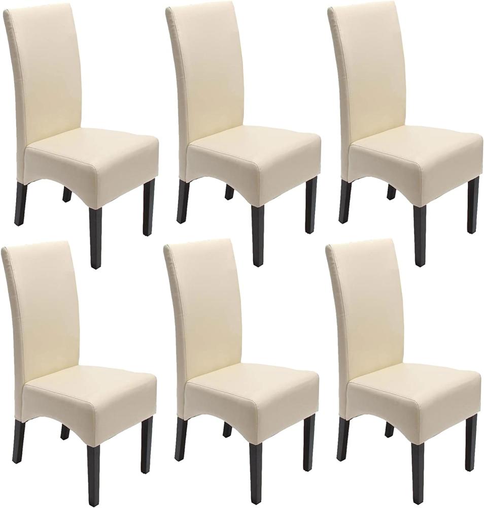 6er-Set Esszimmerstuhl Küchenstuhl Stuhl Latina, LEDER ~ creme, dunkle Beine Bild 1