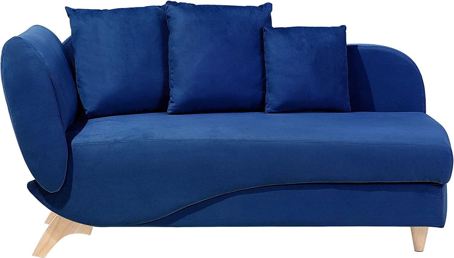 Chaiselongue Samtstoff dunkelblau mit Bettkasten MERI Bild 1