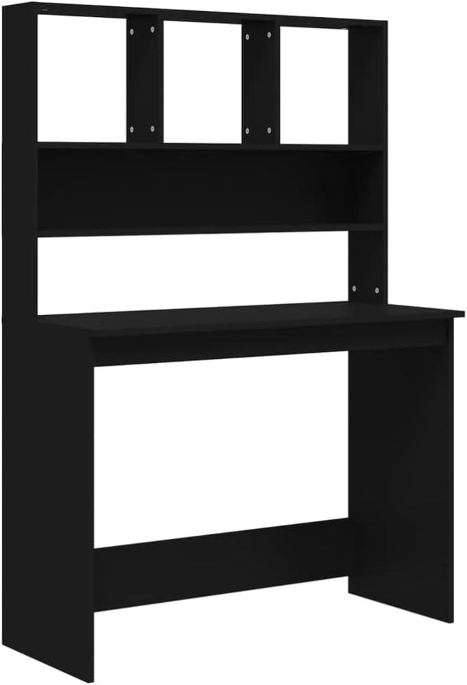 vidaXL Schreibtisch mit Regal Schwarz 102x45x148 cm Holzwerkstoff Bild 1