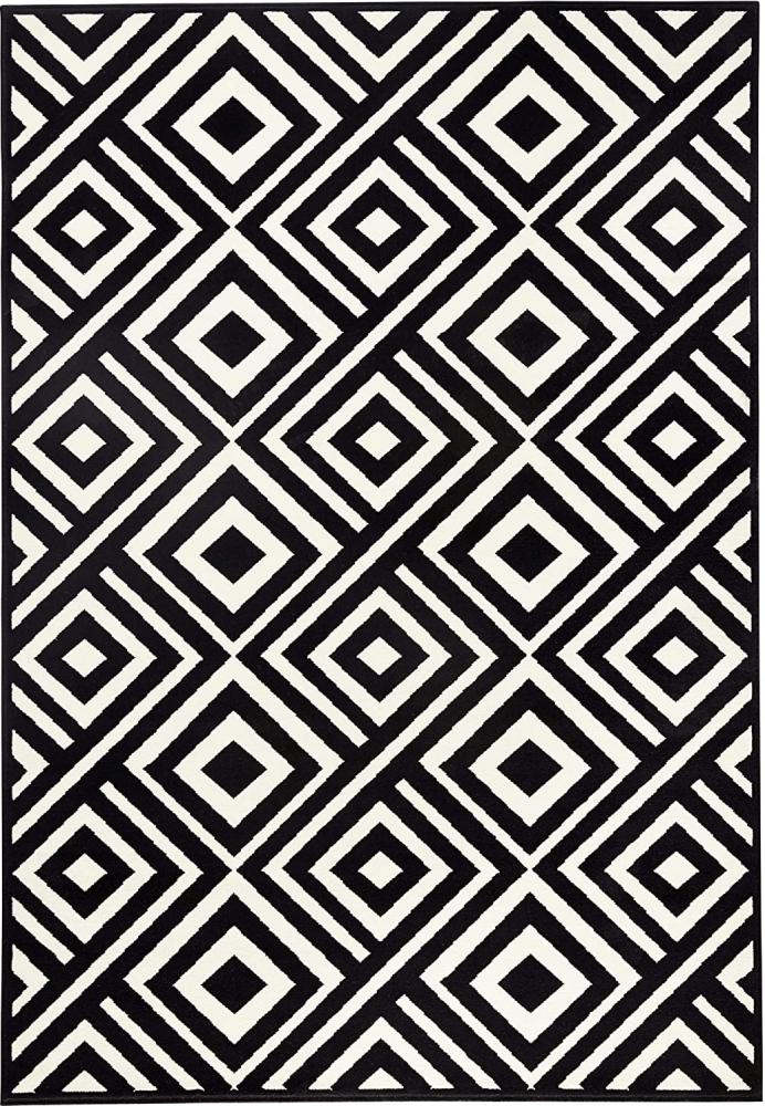 Kurzflor Teppich Art Schwarz Creme - 140x200x0,9cm Bild 1