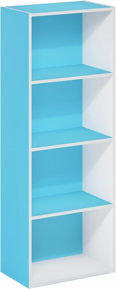 Furinno Luder Bücherregal mit 4 Ebenen, Holzwerkstoff, Weiß/Hellblau, 23. 7(D) x 39. 5(W) x 105. 9(H) cm Bild 1