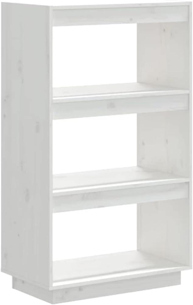 Bücherregal/Raumteiler Weiß 60x35x103 cm Massivholz Kiefer Bild 1