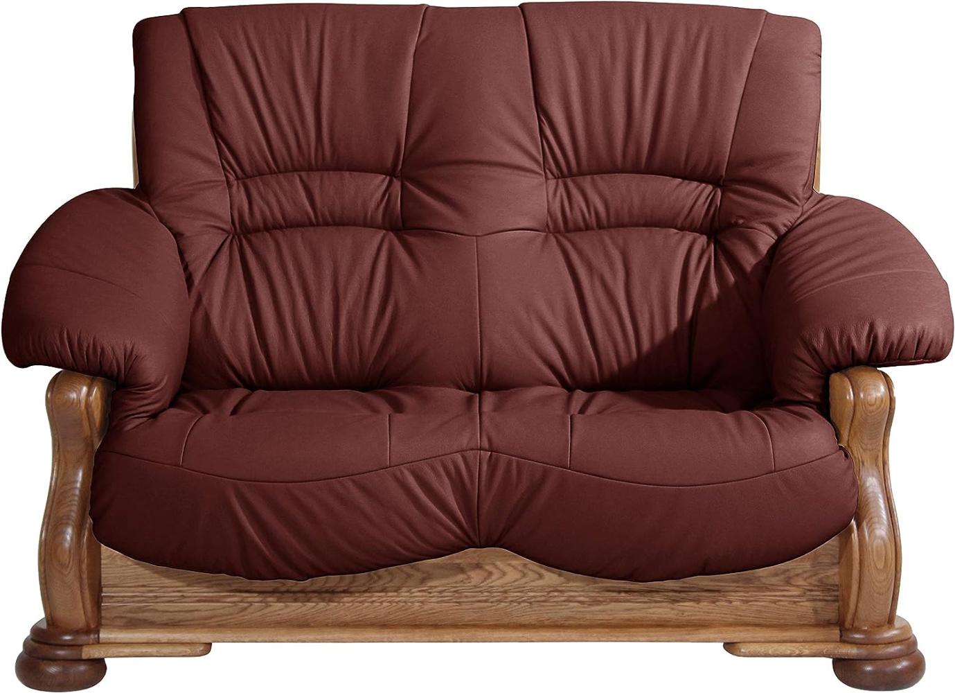 Tennessee Sofa 2-Sitzer Echtleder Rot Eiche rustikal Bild 1
