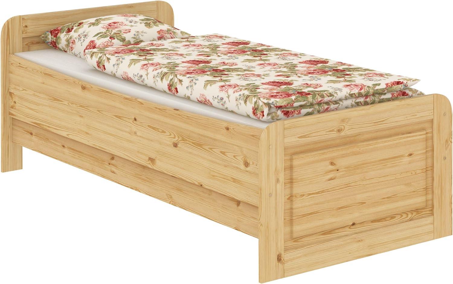 Erst-Holz Seniorenbett extra hoch 100x200 Einzelbett Holzbett Massivholz Kiefer Bett mit Rollrost 60. 42-10FL Bild 1