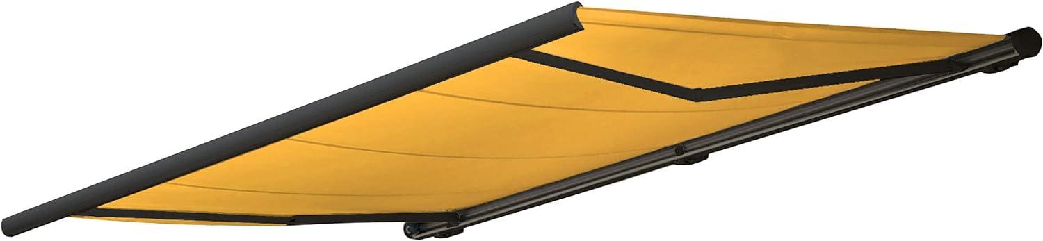 Elektrische Kassettenmarkise T122, Markise Vollkassette 4x3m ~ Polyester gelb, Rahmen anthrazit Bild 1