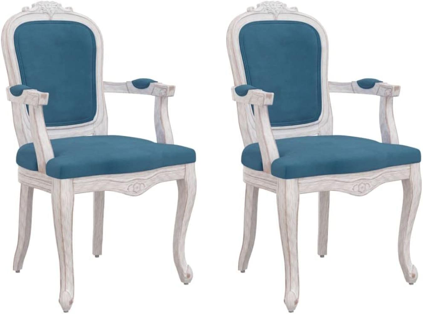 vidaXL Esszimmerstühle 2 Stk. Blau 62x59,5x100,5 cm Samt Bild 1