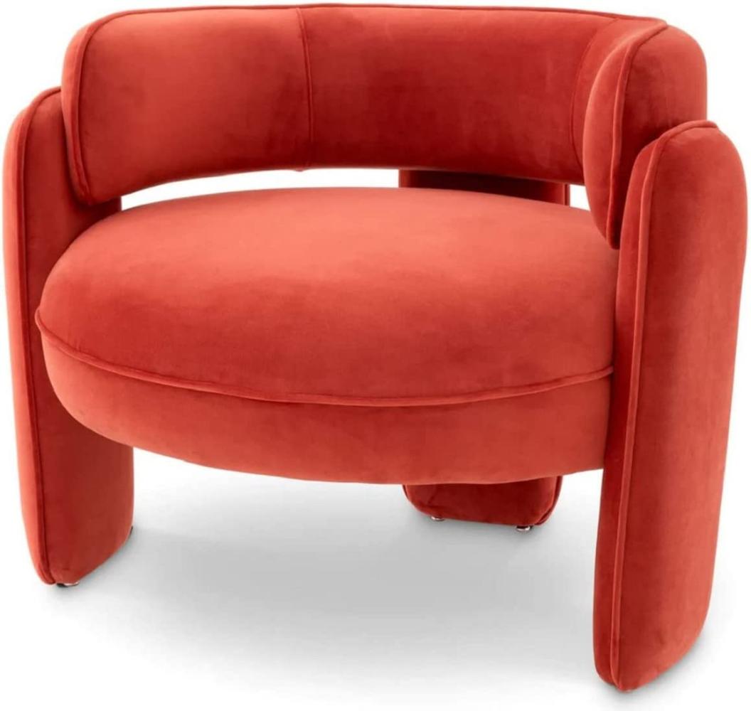 Casa Padrino Luxus Samt Sessel Orange 80 x 71 x H. 68,5 cm - Wohnzimmer Sessel - Hotel Sessel - Wohnzimmer Möbel - Luxus Möbel - Wohnzimmer Einrichtung - Luxus Einrichtung - Möbel Luxus Bild 1