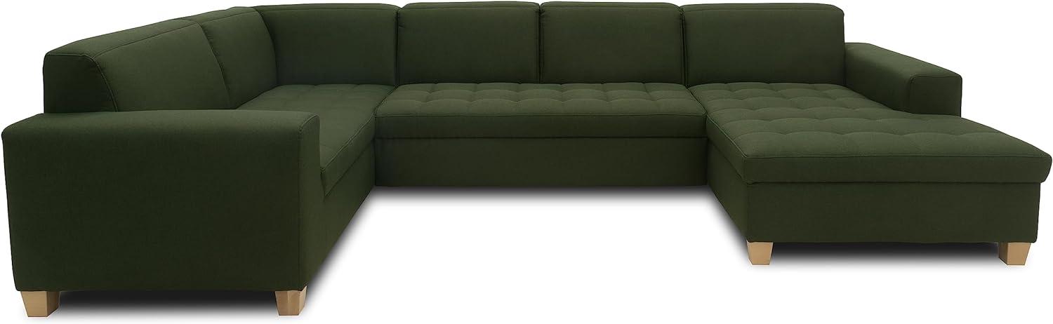 DOMO. collection Sugar Wohnlandschaft, Sofa, Couch, Polstergarnitur, Moderne U-Form, grün, 162 x 333 x 199 cm Bild 1