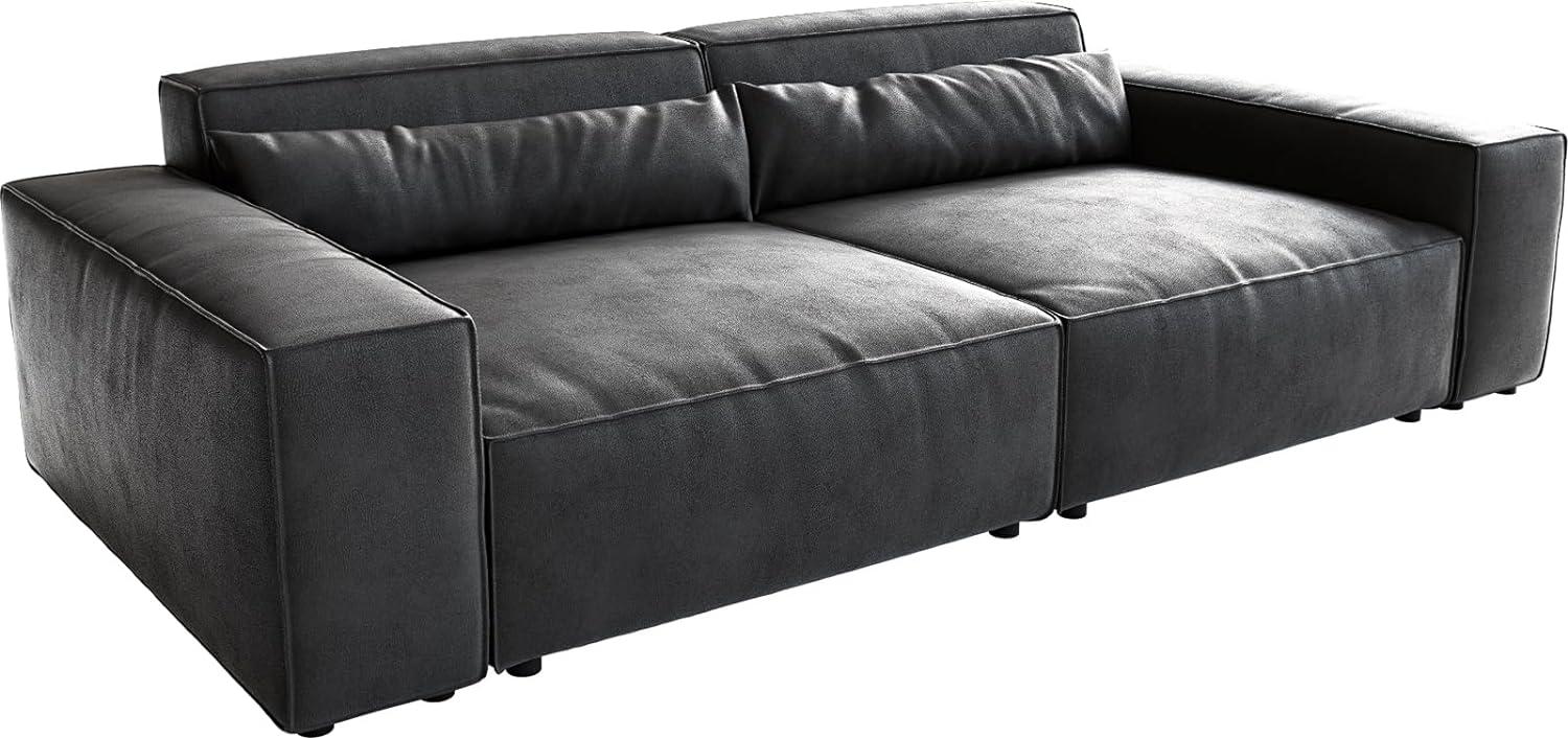 Big-Sofa Sirpio XL 270x130 cm Lederimitat Vintage Anthrazit Bild 1