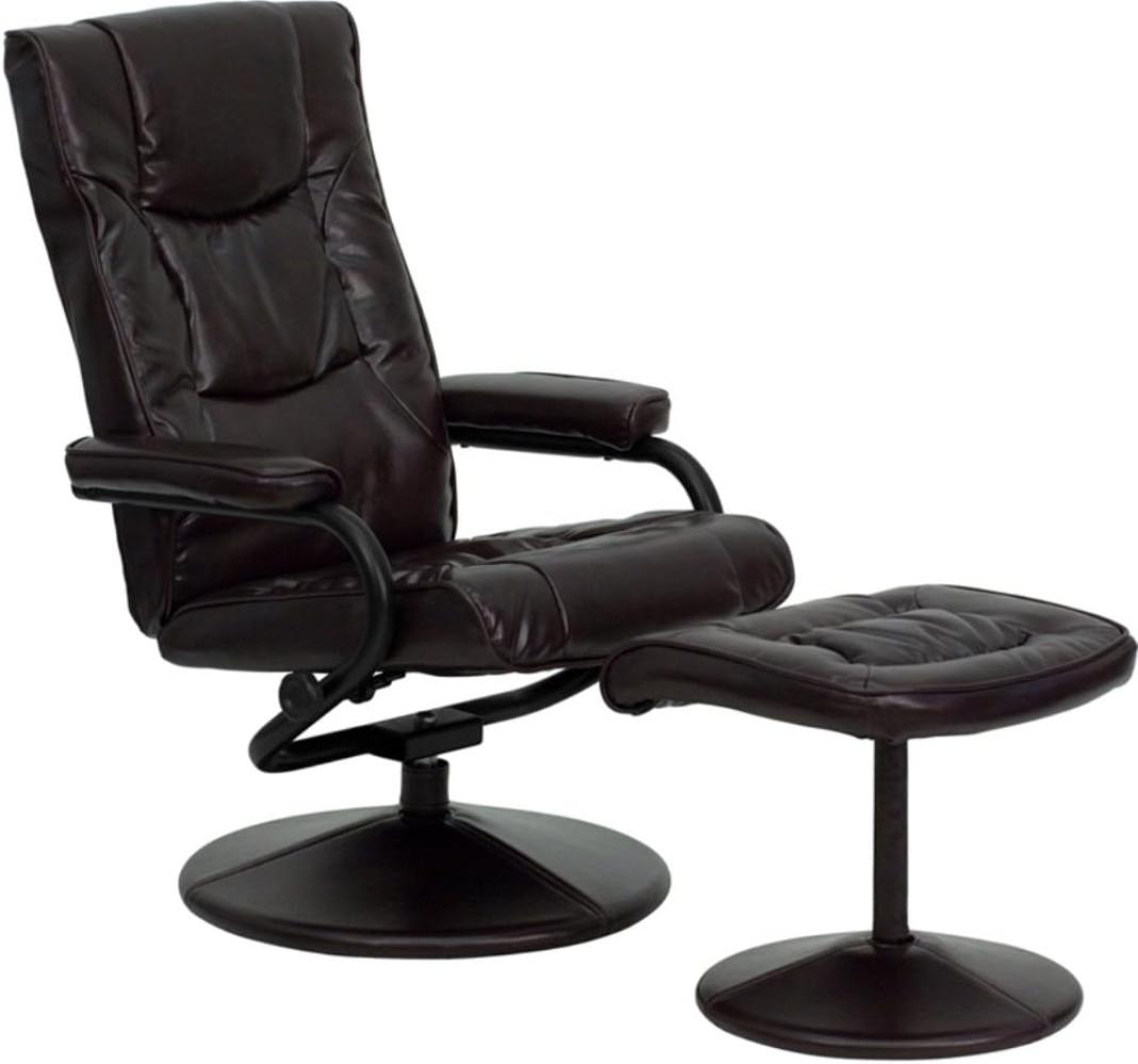 Flash Furniture BT-7862-BN-GG Lehnsessel und Polsterhocker, modern, mehrfach verstellbar, mit umhüllter Basis, braunes LeatherSoft, Leder, Set mit 1 Stück Bild 1