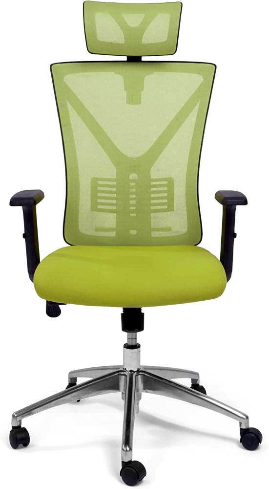TPFLiving Premium XL Bürostuhl Zeus, ergonomischer Schreibtischstuhl | Inkl. verstellbare Lordosenstütze | Atmungsaktives Mesh-Material | Schwerlast Chefsessel | Belastbar bis 200 kg | Farbe: Grün Bild 1