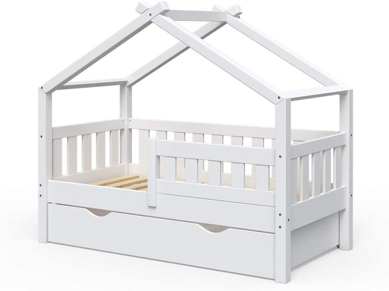 VitaliSpa 'Design' Kinderbett 70 x 140 cm, weiß, Massivholz Kiefer, inkl. Schublade Bild 1