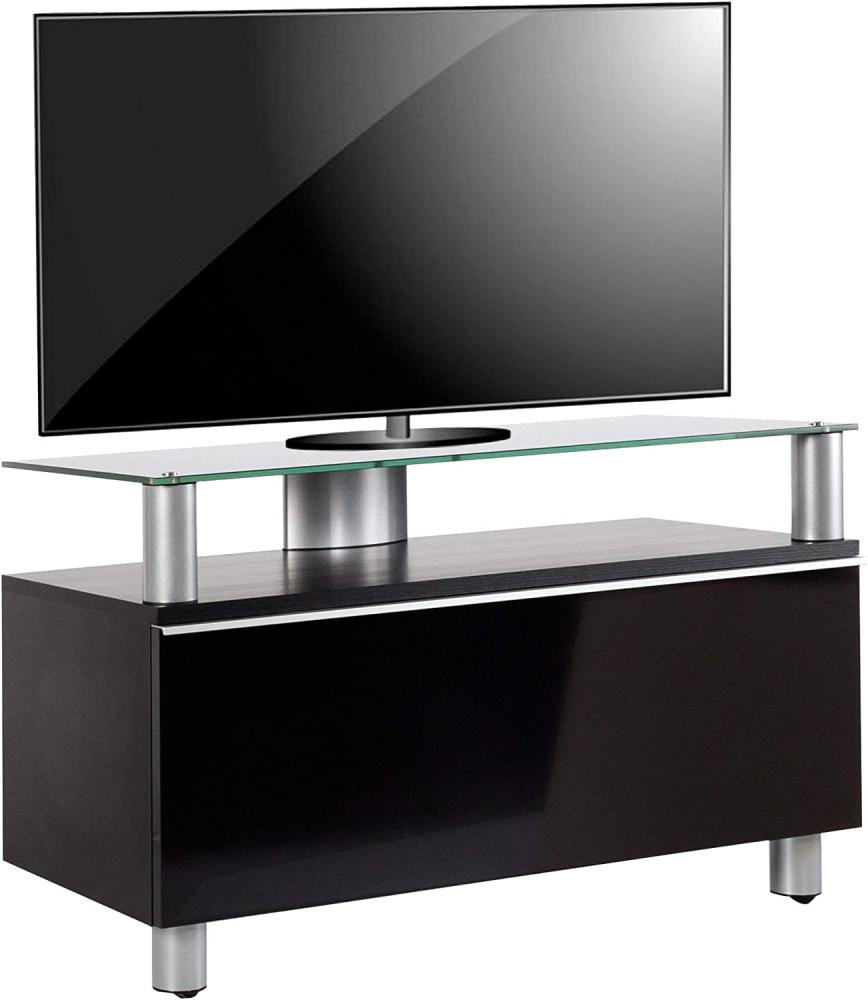 VCM Premium TV Lowboard Board Fernsehtisch Rack Möbel Tisch Schrank Holz Schwarzglas / Schwarzglas 55x95x40 cm "Clano" Bild 1