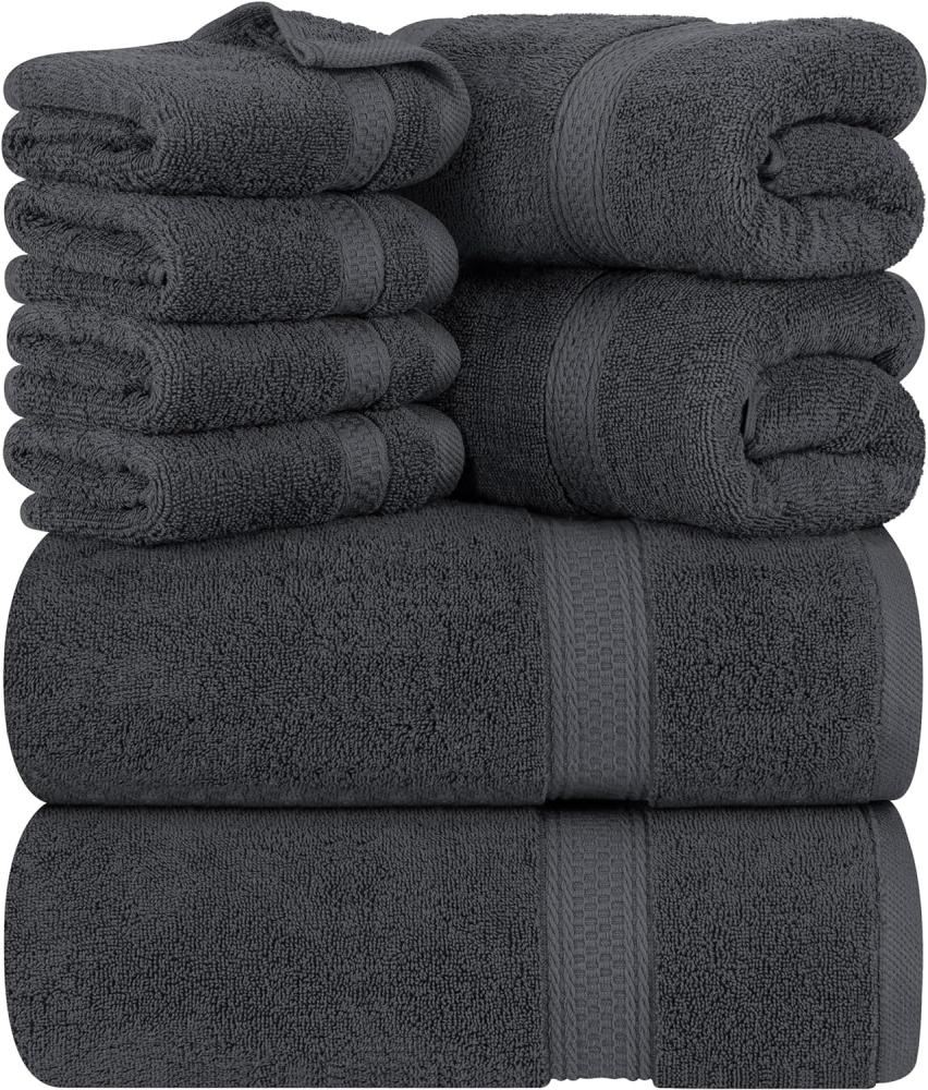 Utopia Towels - 8 teilig Handtücher Set aus Baumwolle mit Aufhänger - 2 Badetuch, 2 Handtücher und 4 Washclappen - (Grau) Bild 1