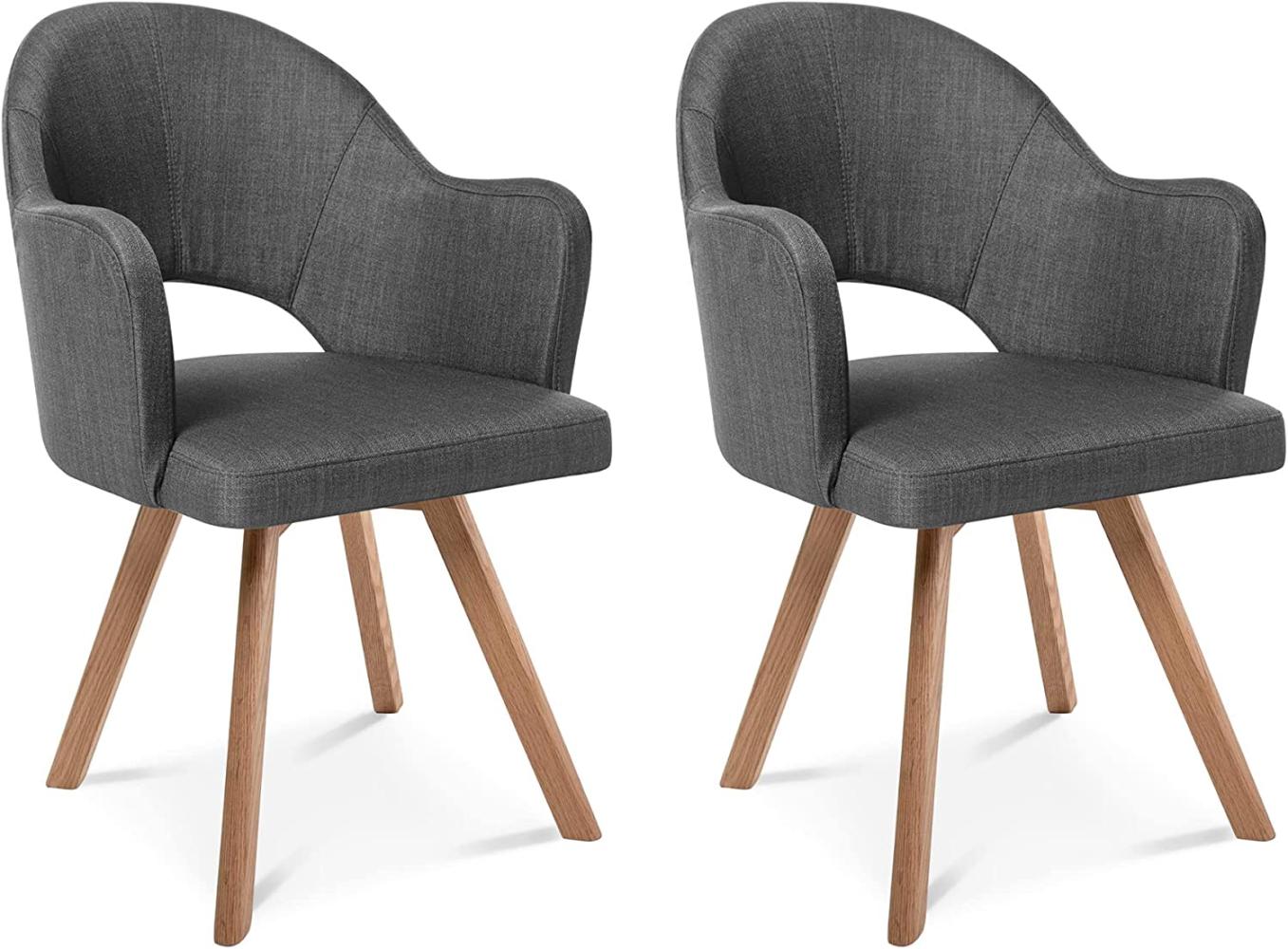 Möbel-Eins DOLORA 2er SET Schalenstühle, Gestell Massivholz grau ohne Drehfunktion Stoff Bild 1