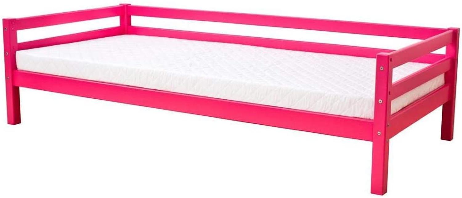Hoppekids 'BASIC My Color' Einzelbett 90×200 cm, Pink, inkl. Rollrost, mit Rückenleiste, nachhaltig Bild 1