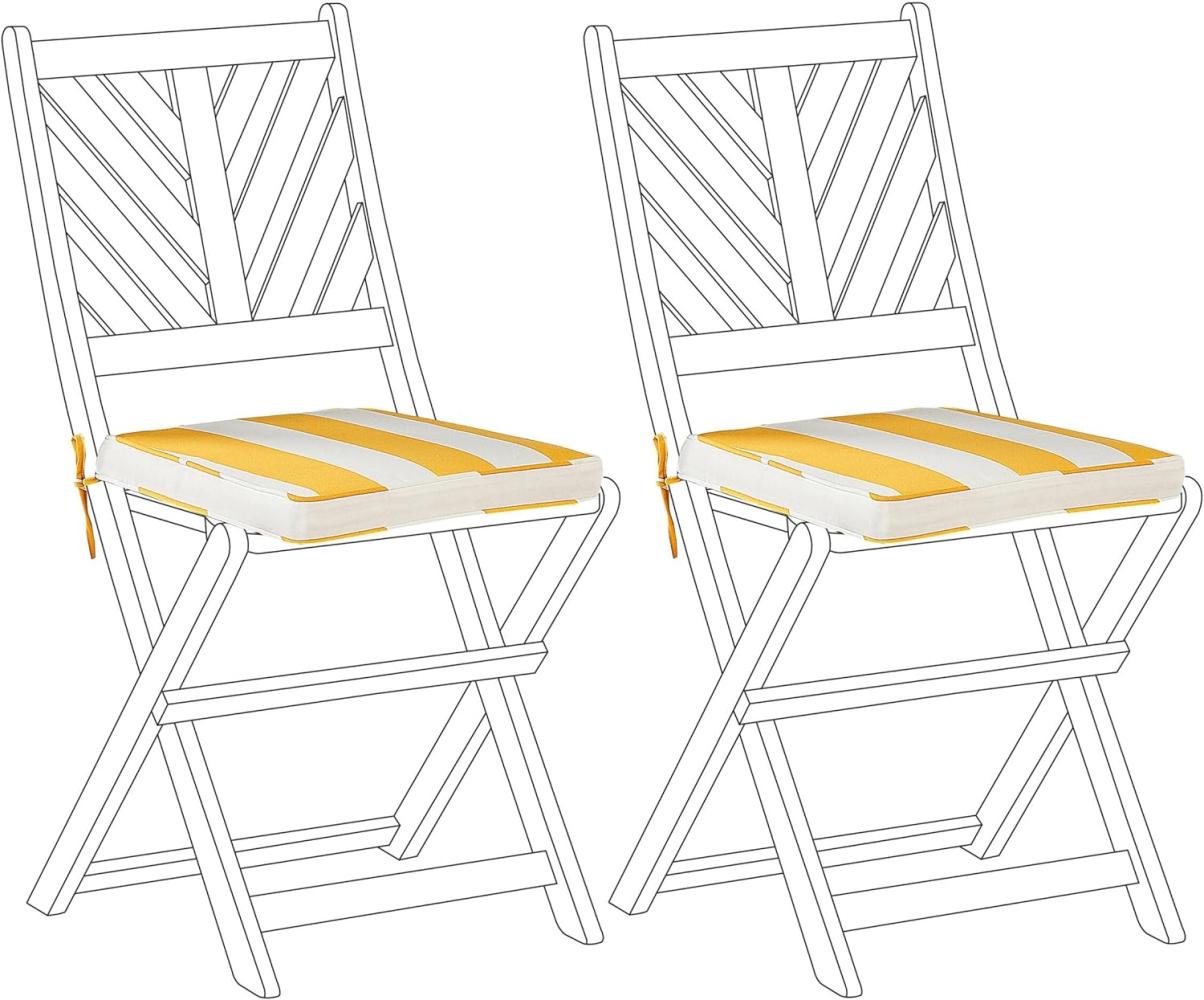 Sitzkissen für Stuhl TERNI 2er Set gelb weiß gestreift 37 x 34 x 5 cm Bild 1