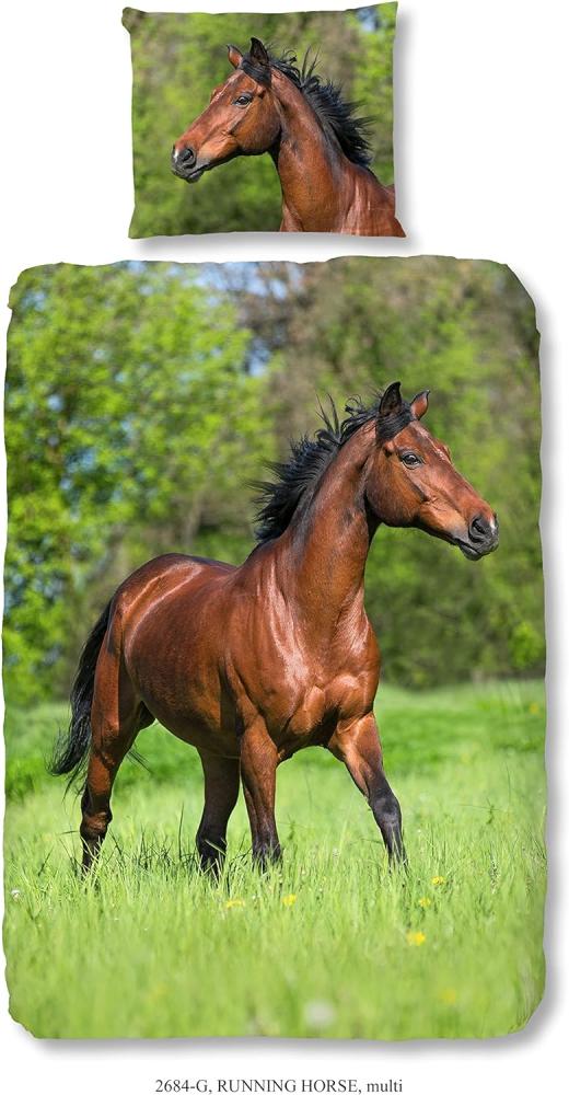 good morning Renforcé Bettwäsche 2 teilig Bettbezug 140 x 220 cm Kopfkissenbezug 60 x 70 cm Running horse 2684. 99. 01 Multi Bild 1