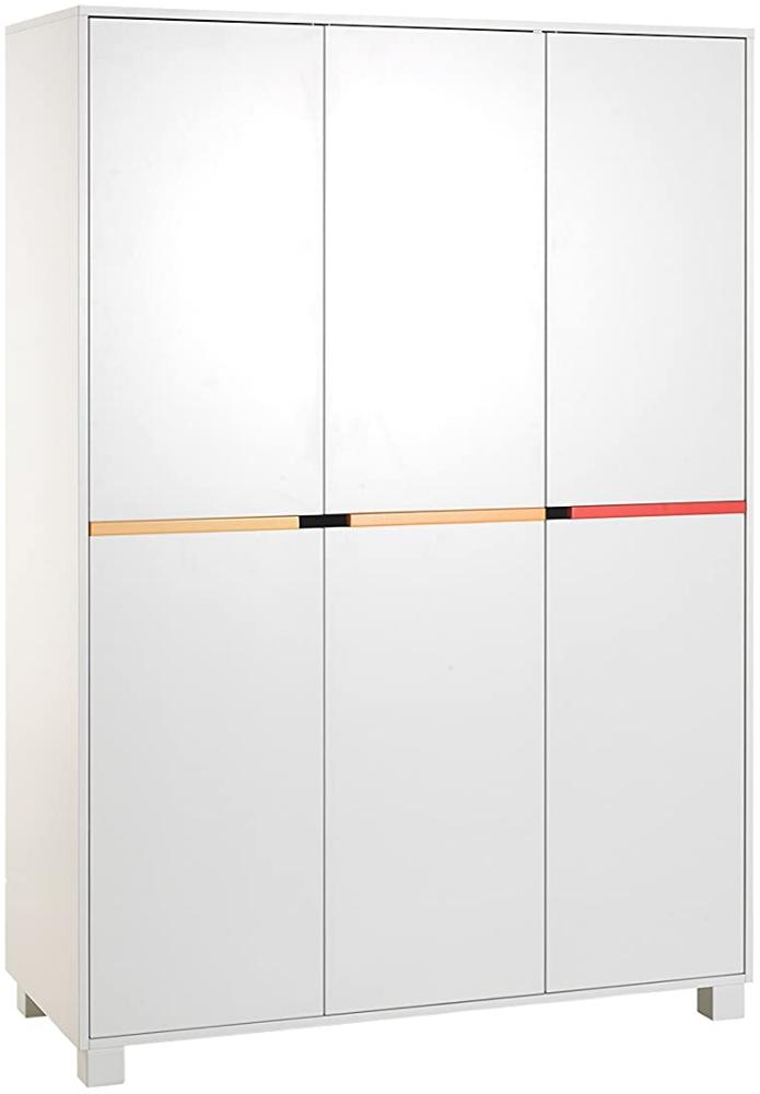 Geuther 'Color Line' Kleiderschrank 3-türig weiß/rot-orange Bild 1