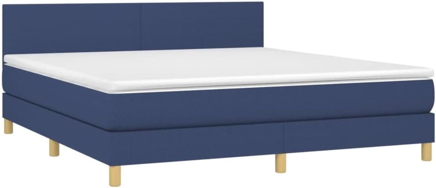 vidaXL Boxspringbett mit Matratze Blau 180x200 cm Stoff Bild 1