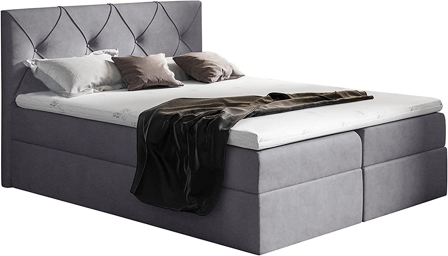 Stylefy 'Arian' Boxspringbett Velours Dunkelgrau 180 x 200 cm Bild 1