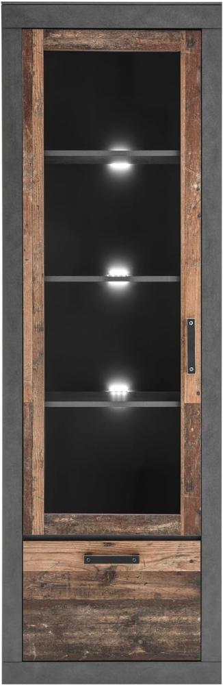 Vitrine Ward in Used Wood Shabby und Matera grau 65 x 201 cm Bild 1