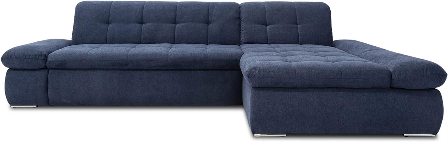 DOMO. collection Ecksofa Moric / Eckcouch mit Bett / Sofa mit Schlaffunktion in L-Form Couch mit Armlehnfunktion/ 300x172x80 cm / Schlafsofa in dunkel blau Bild 1