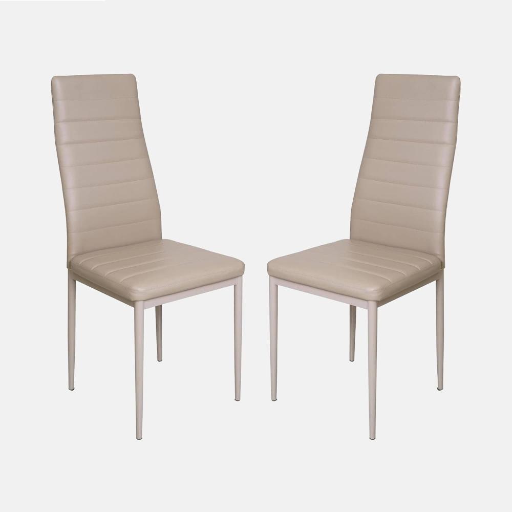 Dmora Set mit 2 klassischen Stühlen aus Kunstleder, für Esszimmer, Küche oder Wohnzimmer, cm 46x41h97, Sitzhöhe cm 46, Sandfarbe Bild 1