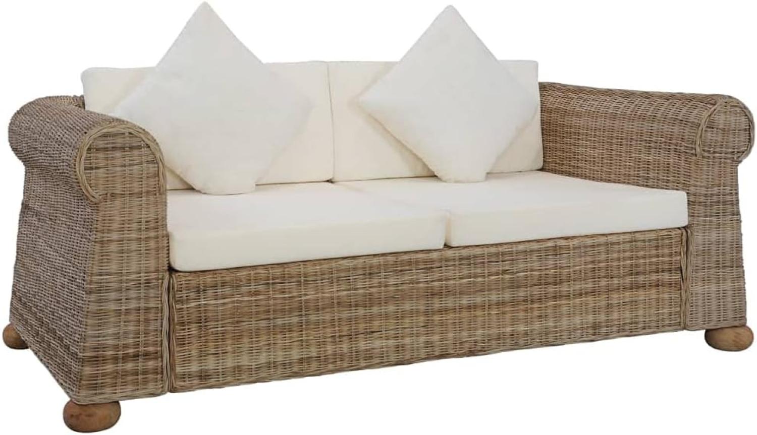 vidaXL 2-Sitzer-Sofa mit Auflagen Natur Rattan [283073] Bild 1