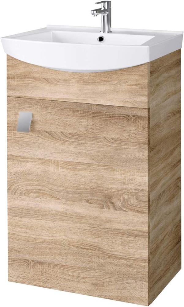 Waschbecken mit Waschbeckenunterschrank/Waschtisch-Unterschrank 45cm Gäste Bad WC (Sonoma Eiche) Bild 1