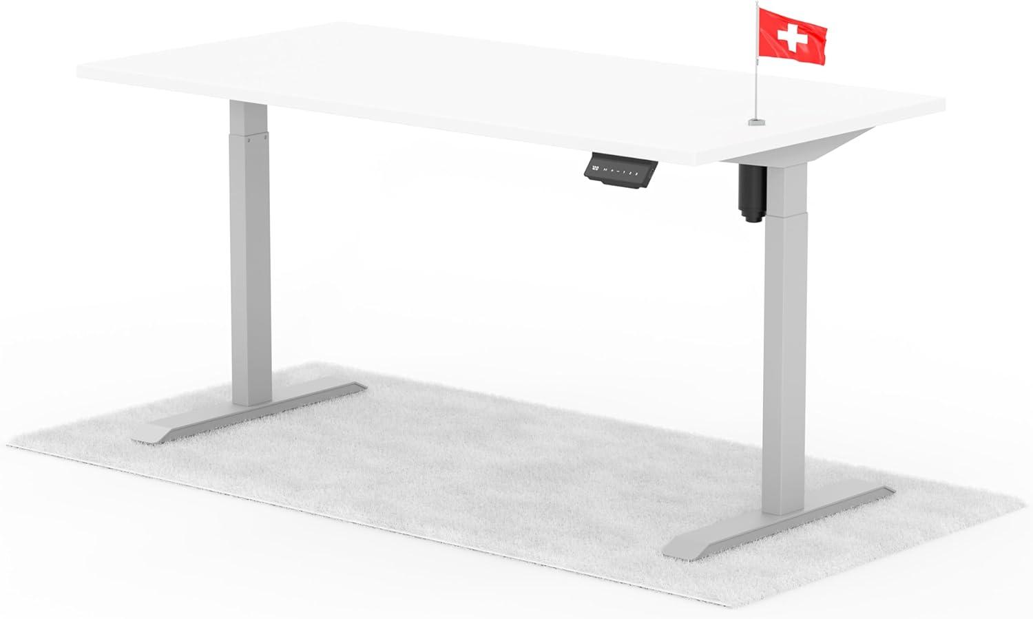 elektrisch höhenverstellbarer Schreibtisch ECO 160 x 80 cm - Gestell Grau, Platte Weiss Bild 1