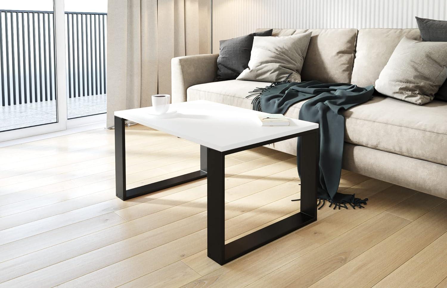 AKKE Außergewöhnlicher Couchtisch Beistelltisch für Wohnzimmer | Kaffee Tee Wohnzimmertisch Tisch | Coffee Table | Zimmer Schlafzimmer Möbel | Deko Modern Weiss 100 x 60 x 45 Bild 1