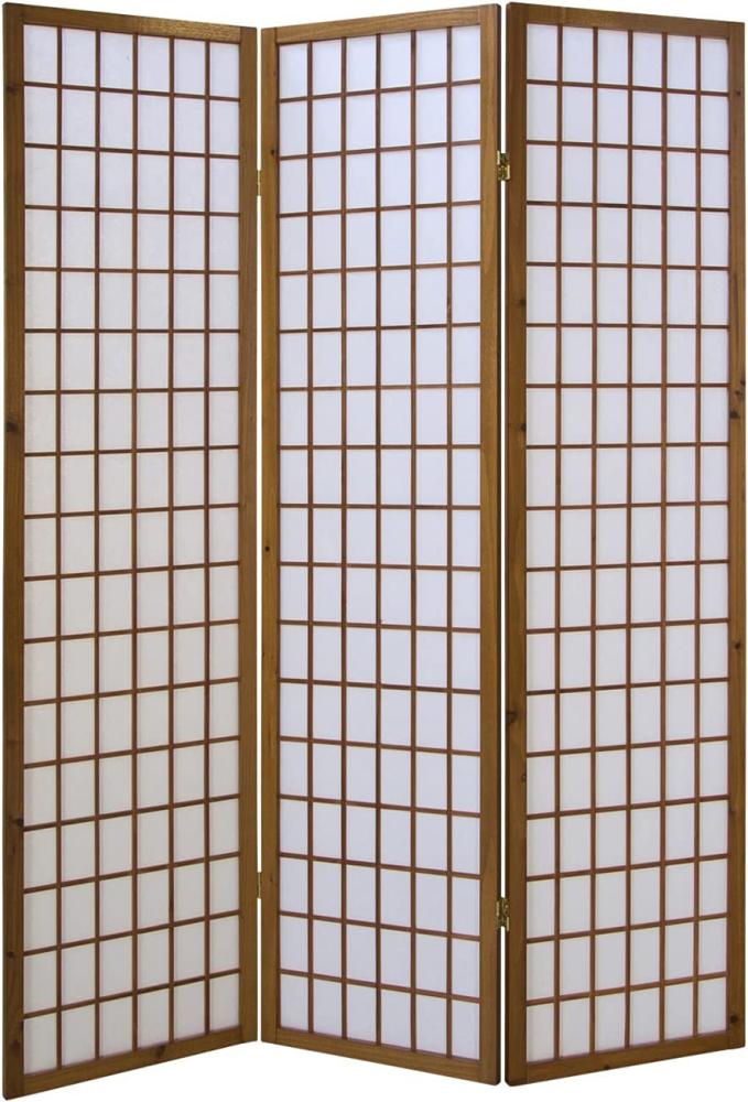 Holz Paravent 3 teilig Raumteiler Trennwand Shoji Faltbar Braun Bild 1
