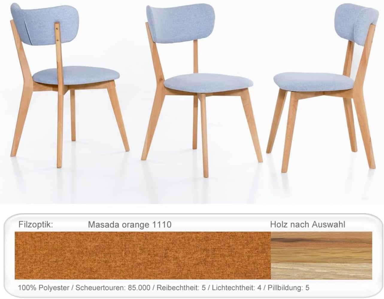 Holzstuhl Norina 12 Polsterstuhl Varianten Esszimmerstuhl Küchenstuhl Kernbuche geölt, Masada orange Bild 1