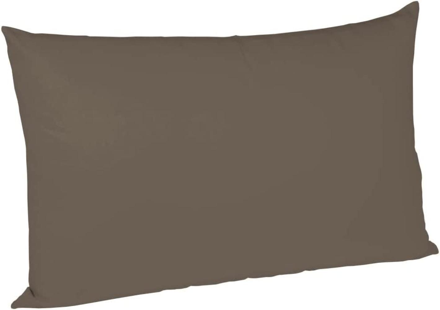 2 Stück Fleuresse Mako-Satin Kissenbezüge 40x60 cm uni mit RV DP 8031 espresso Bild 1