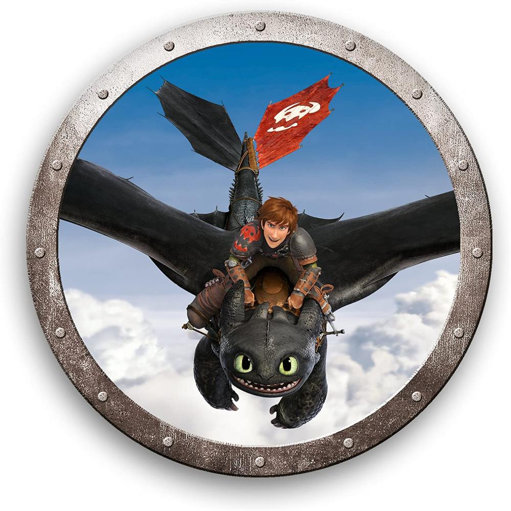 Dragons Dekokissen Drachenflug Kinder Deko-Kissen Rund 36 cm DreamWorks Dragons Bild 1