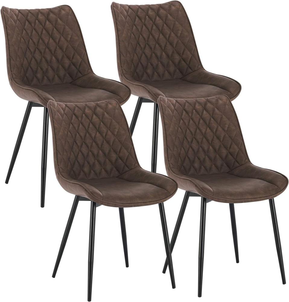 WOLTU 4 x Esszimmerstühle 4er Set Esszimmerstuhl Küchenstuhl Polsterstuhl Design Stuhl mit Rückenlehne, mit Sitzfläche aus Kunstleder, Gestell aus Metall, Antiklederoptik, Braun, BH210br-4 Bild 1