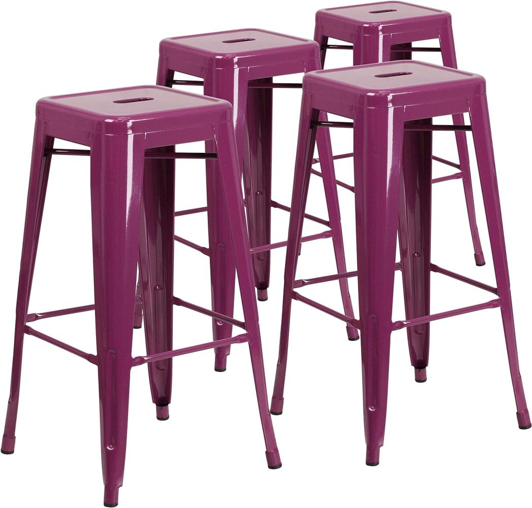 Flash Furniture Metall-Barhocker, bunt, Kunststoff, Eisen, violett, 4er-Packung Bild 1