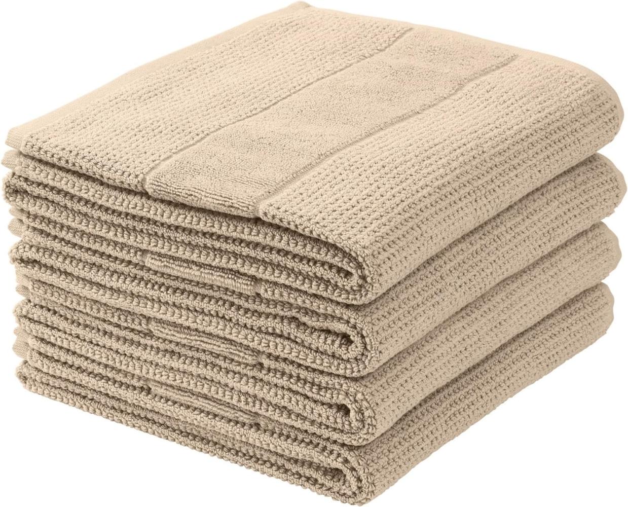 Schiesser Handtücher Turin im 4er Set aus 100% Baumwolle, nachhaltig und fair produziert, Farbe:Sand, Größe:50 cm x 100 cm Bild 1