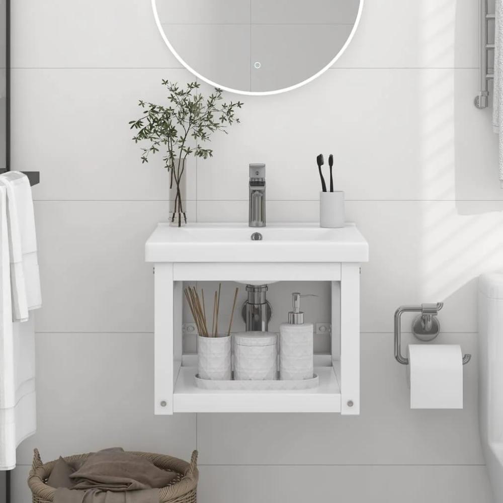 Badezimmer Wand-Waschtischgestell Weiß 40x38x31 cm Eisen Bild 1