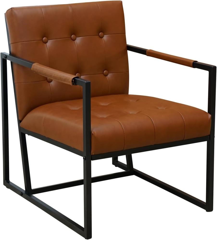 SVITA JONES Cocktail-Sessel Loungesessel gepolstert mit Stahl-Rahmen Kunstleder Braun Bild 1