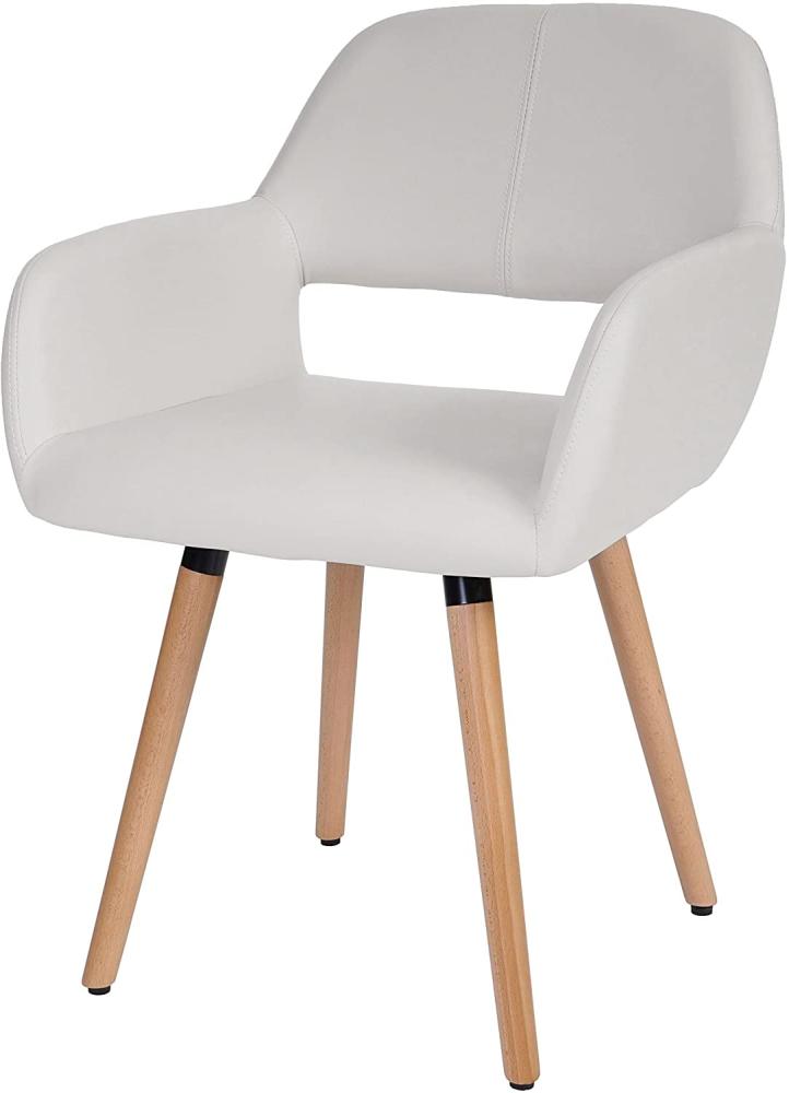 Esszimmerstuhl HWC-A50 II, Stuhl Küchenstuhl, Retro 50er Jahre Design ~ Kunstleder, weiß, helle Beine Bild 1