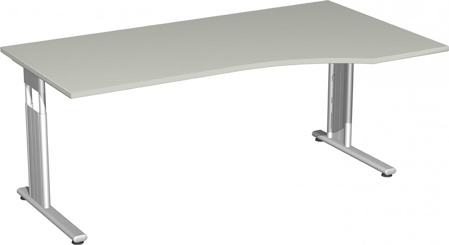 'C Fuß Flex' PC-Schreibtisch, rechts, höhenverstellbar, lichtgrau/ Silber, 68-82 x 180 x 100 cm Bild 1