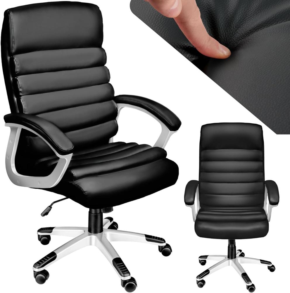 TecTake 800337 Design Bürostuhl Chefsessel mit gepolsterten Armlehnen und Wippmechanik, Softpolsterung - Diverse Farben - (Schwarz | Nr. 402149) Bild 1