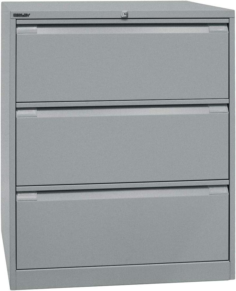 Bisley Hängeregistraturschrank, doppelbahnig, DIN A4, 3 HR-Schubladen, Farbe silber Bild 1