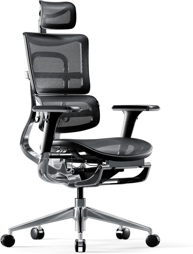 Diablo V-Master Bürostuhl Komfortstuhl verstellbare Armlehnen Fußstütze Netzstoff höhenverstellbar Farbwahl (schwarz/schwarz) Bild 1
