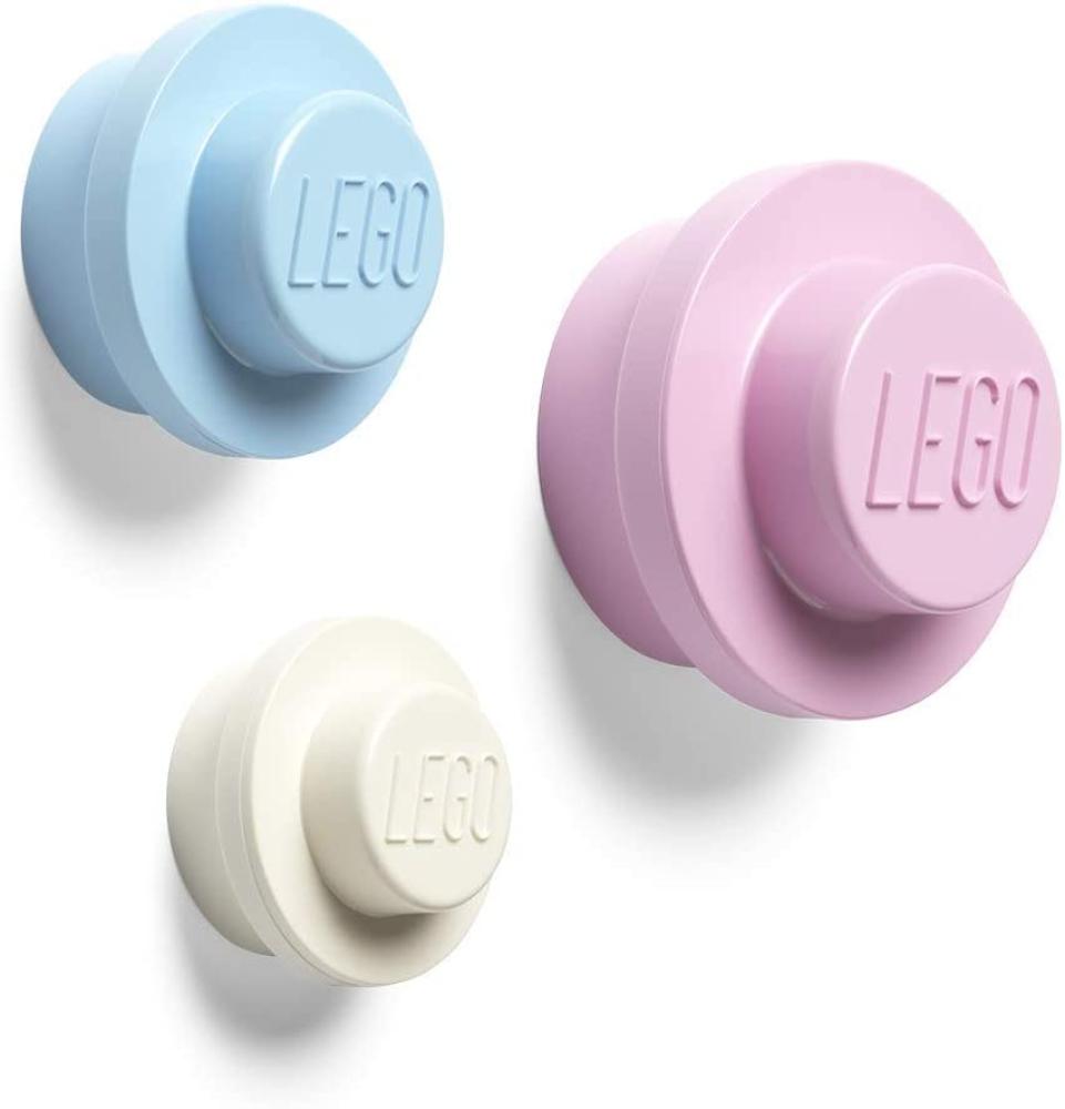 LEGO Wandhaken 4,7-9,4 cm PP rosa/weiß/blau 3 Stück Bild 1