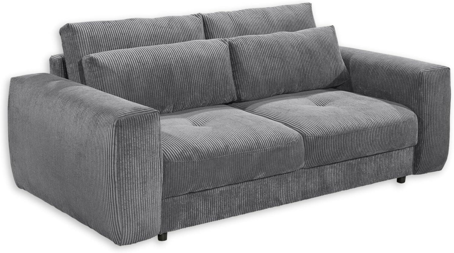 BARURA Big Sofa in Cord-Optik, Ash - Bequeme Wohnzimmer Couch - 214 x 90 (74) х 112 cm (B/H/T) Bild 1