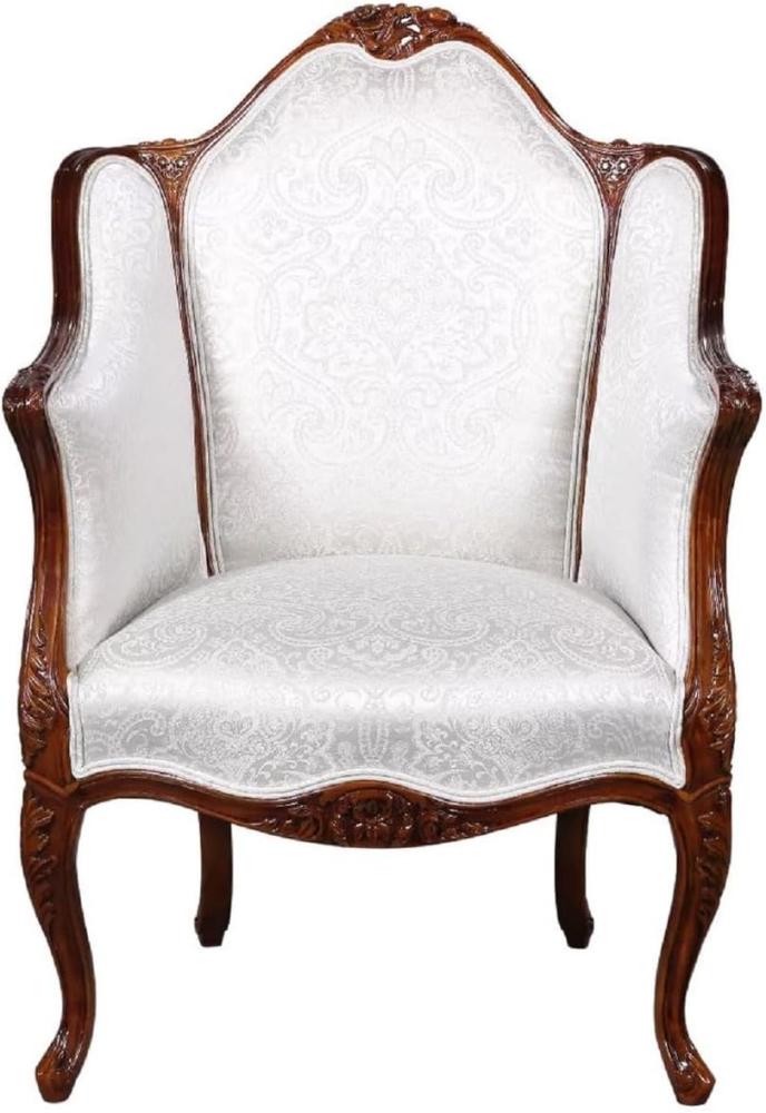 Casa Padrino Luxus Barock Sessel mit elegantem Muster Silber / Dunkelbraun - Prunkvoller Wohnzimmer Sessel im Barockstil - Barock Wohnzimmer Möbel - Edel & Prunkvoll Bild 1