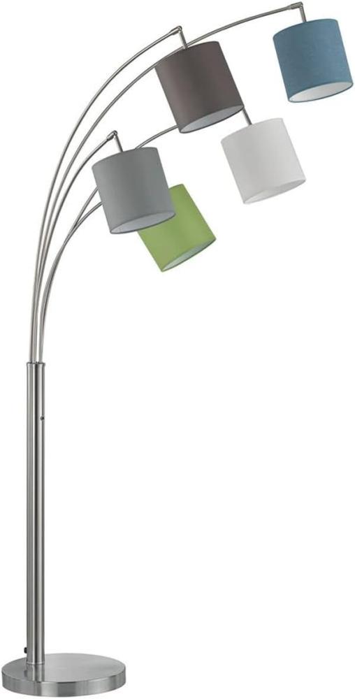 LED Stehlampe mehrflammig Stoff Bunt 5 Lampenschirme - 180cm groß Bild 1